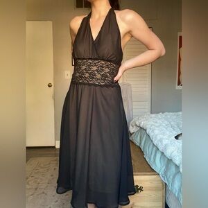 Vintage 90’ Black Lace Halter Dress